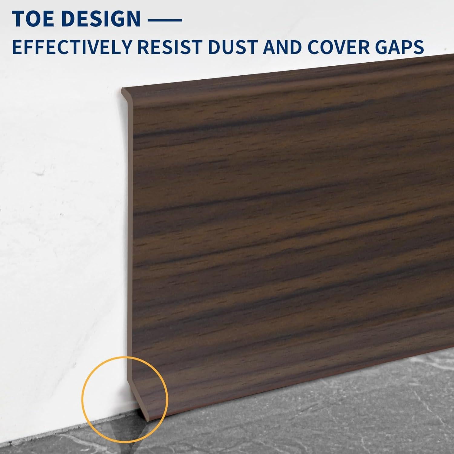 Moldura de Zócalo Flexible Autoadhesiva Heonay 4" x 6.1m Roble Marrón