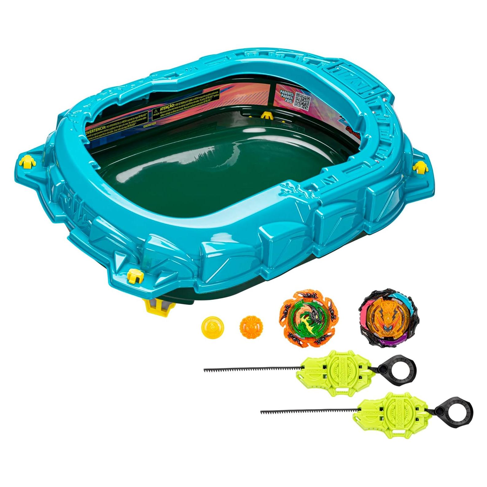 Beyblade Burst QuadStrike Light Ignite Battle Set Stadium, 2 Spinning Tops, and 2 Launchers, Toys for 8 Year Old Boys & Girls & Up (Amazon Exclusive)