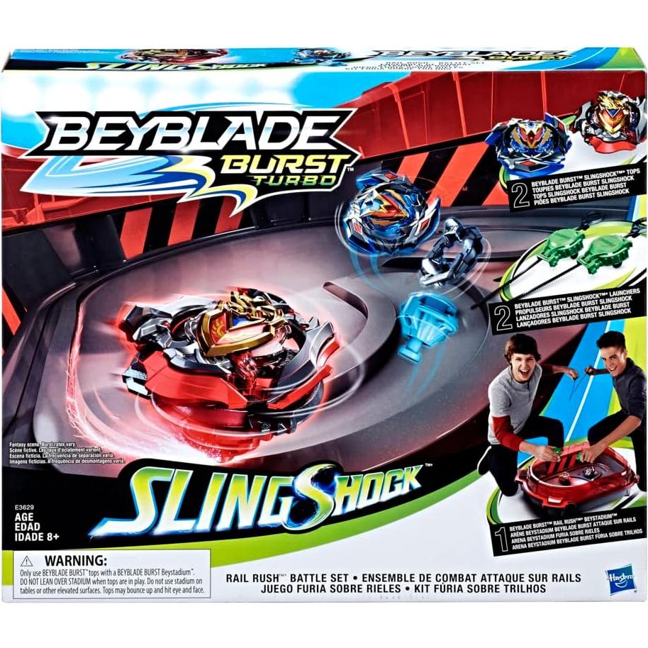 Beyblade Burst Slingshock Rail Rush Set - 2 Tops y Lanzadores