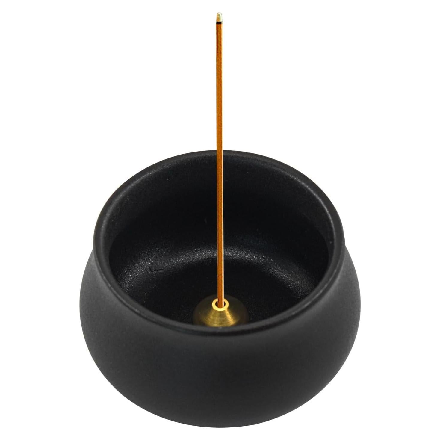 Soporte de Incienso Cerámica MrMrKura Redondo Negro 7cm