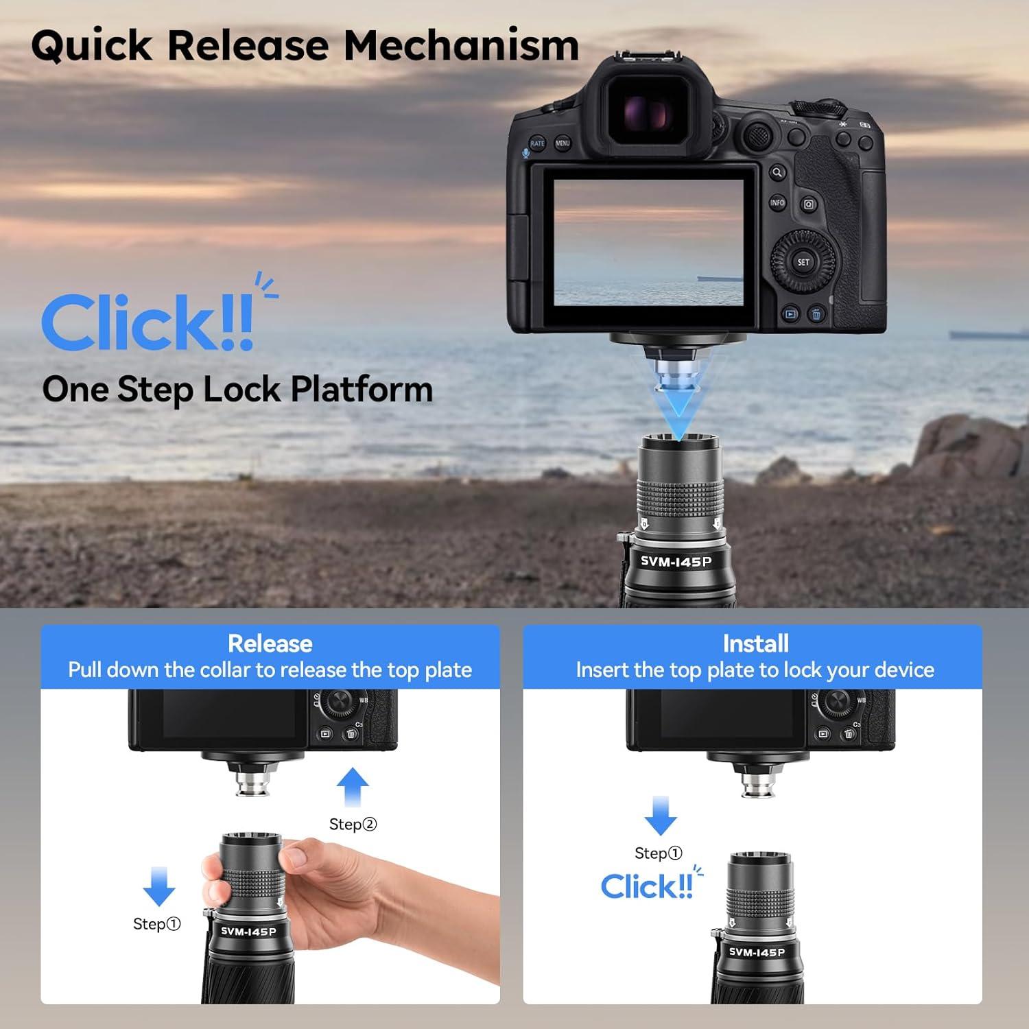 Monopod SIRUI SVM-145P de Fibra de Carbono 1.49kg con Pedal