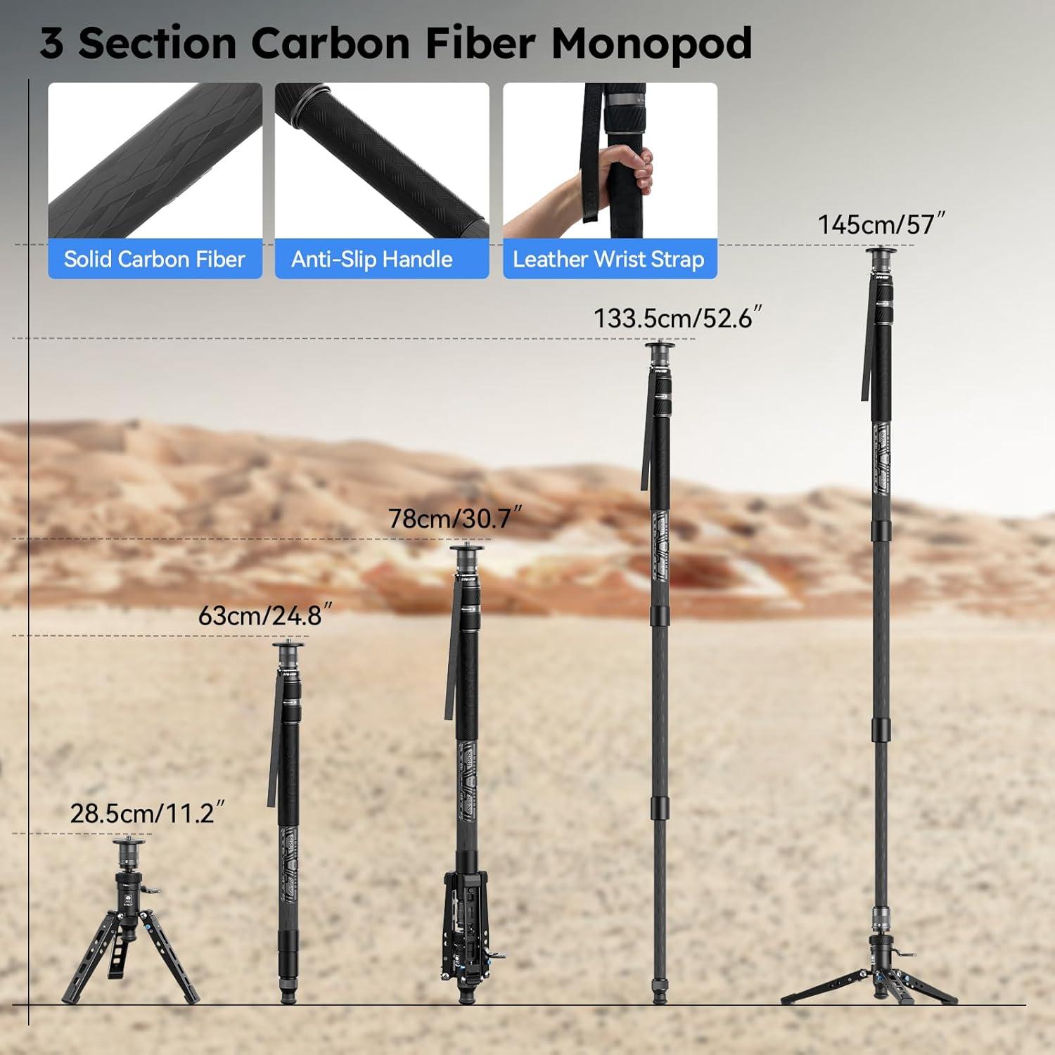 Monopod SIRUI SVM-145P de Fibra de Carbono 1.49kg con Pedal