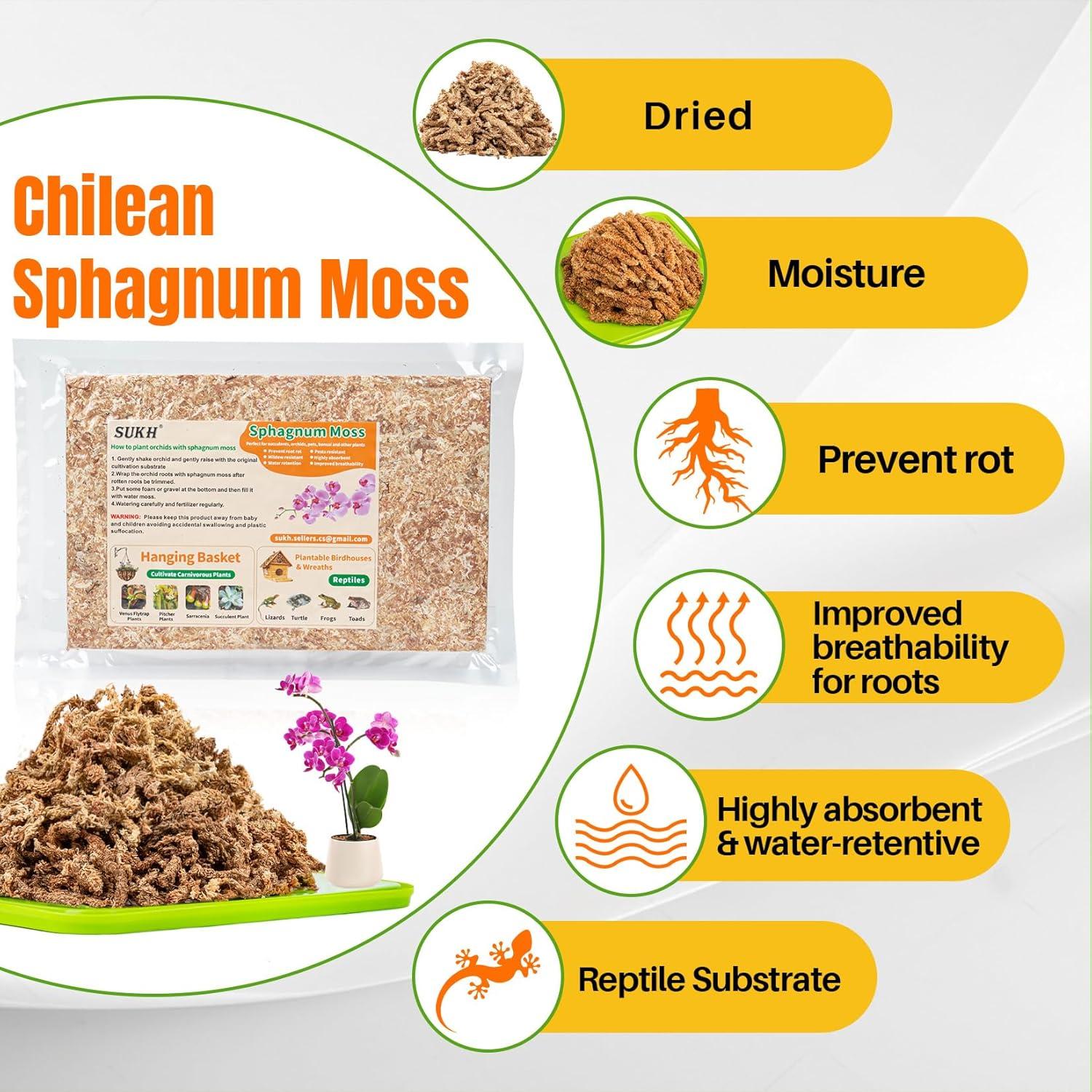 Musgo Sphagnum Seco 85g Spagmoss-OR para Orquídeas y Suculentas
