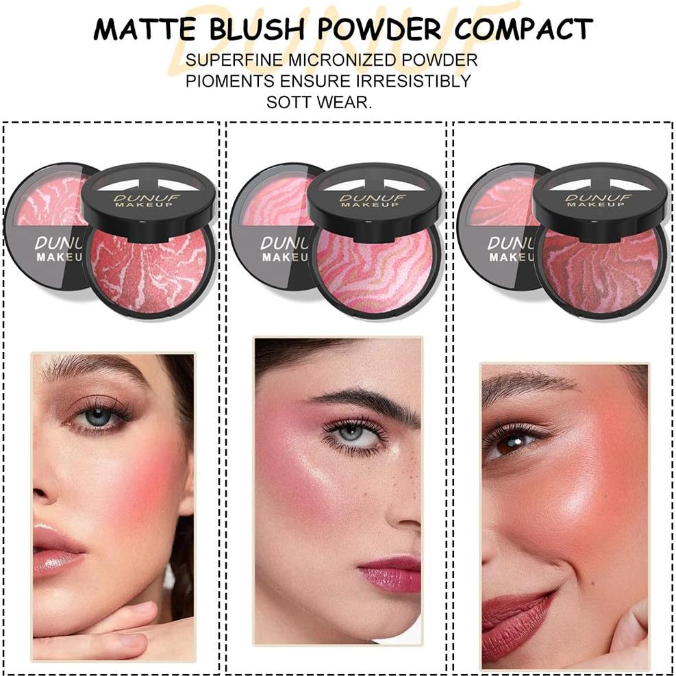 Rubor Marmoleado Horneado FeiCuiYun 2-en-1 Crema Rosa