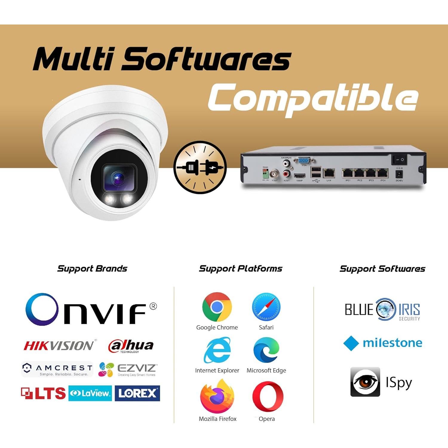 Cámara IP Turret Dome 6MP ColorVu PoE con Micrófono IP67