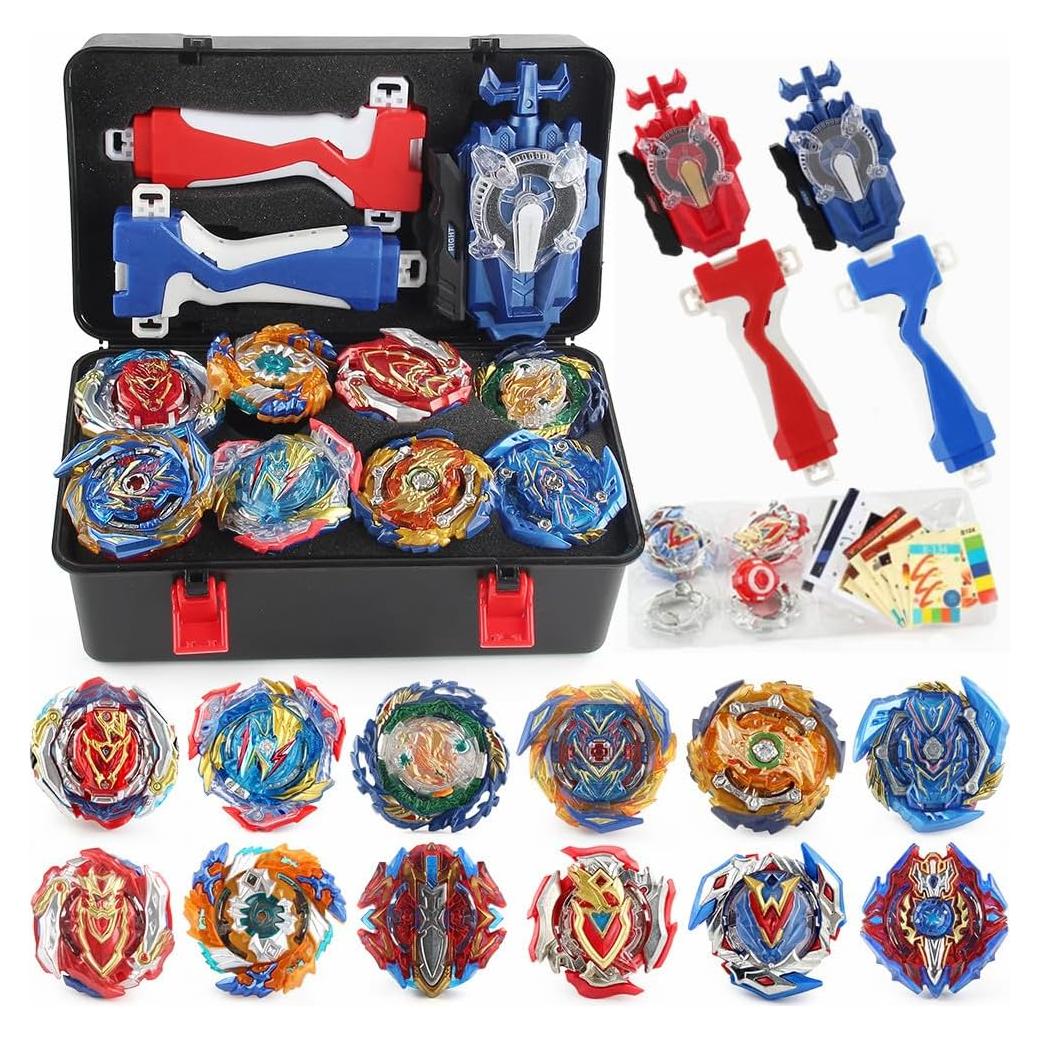 Juego de 12 Gyros Bey Battling Burst CaKaBeys con Lanzadores