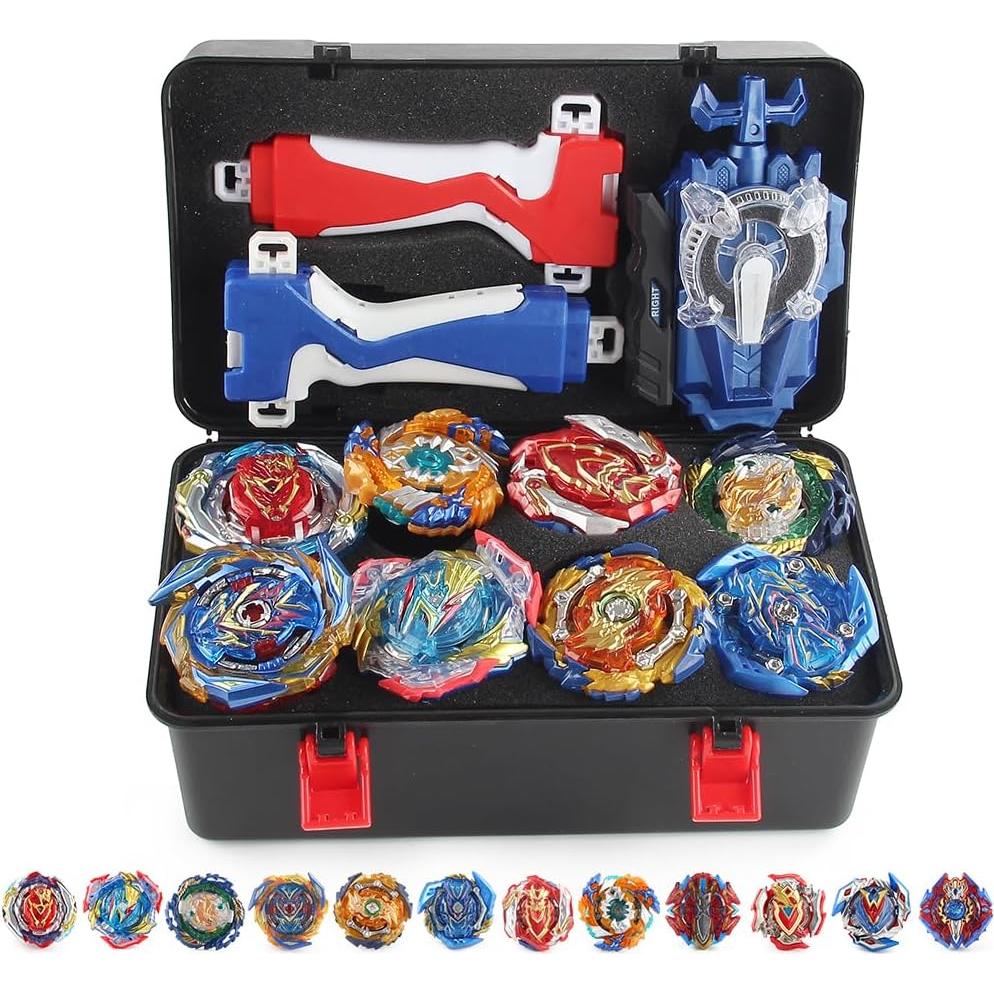 Juego de 12 Gyros Bey Battling Burst CaKaBeys con Lanzadores