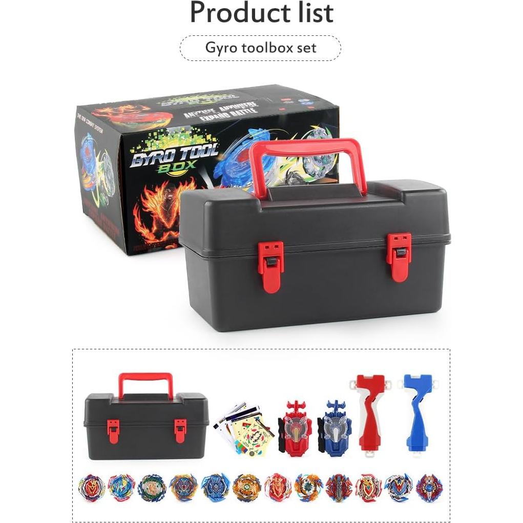 Juego de 12 Gyros Bey Battling Burst CaKaBeys con Lanzadores