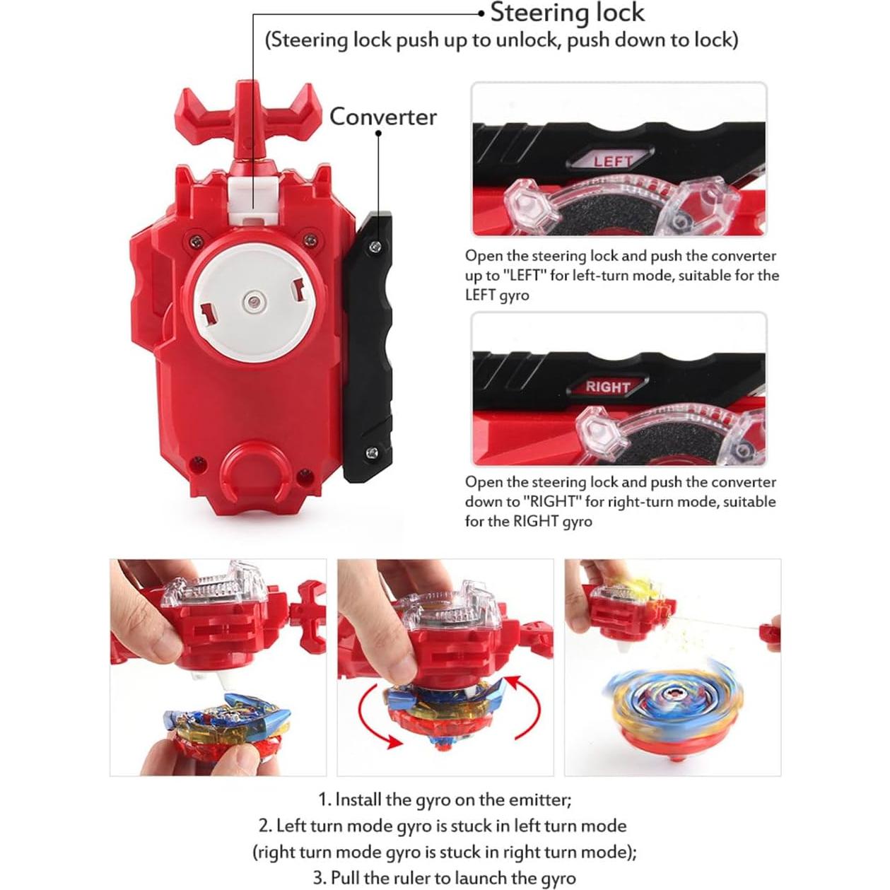 Juego de 12 Gyros Bey Battling Burst CaKaBeys con Lanzadores