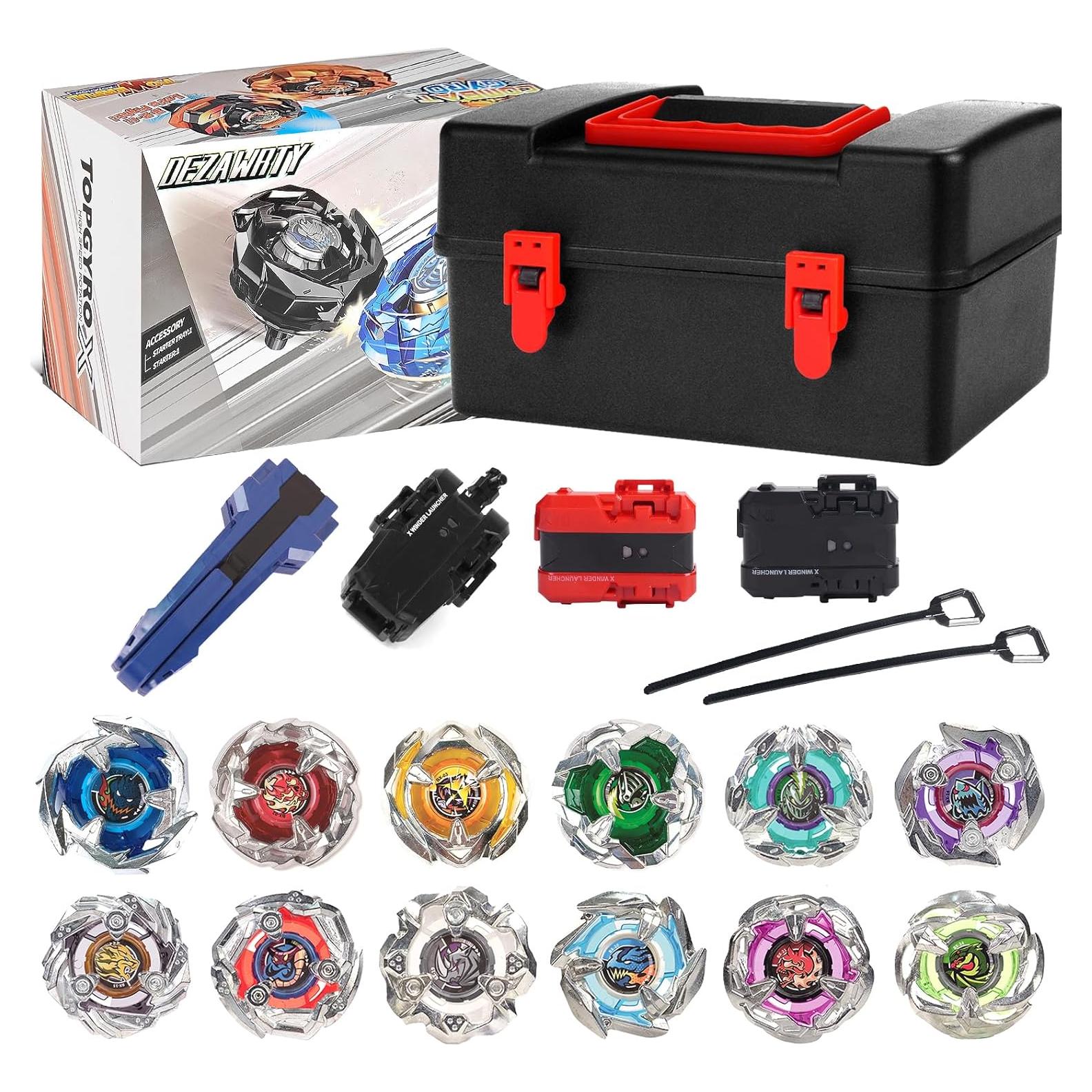 Conjunto de Trompos Giratorios DEZAWRTY con Lanzadores y Caja