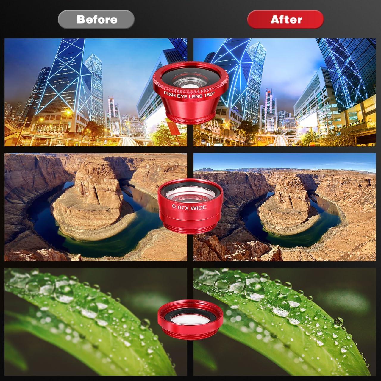 Kit de Lentes para Cámara de Teléfono 3 en 1 Hemobllo - Ojo de Pez, Macro, Gran Angular