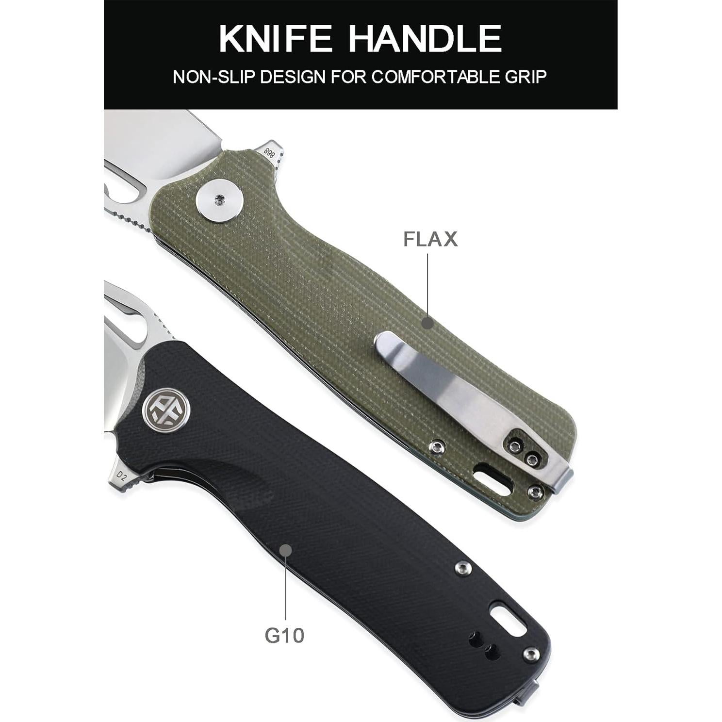 Cuchillo Plegable EDC Pez Petrificado PF868, 20.32 cm, D2