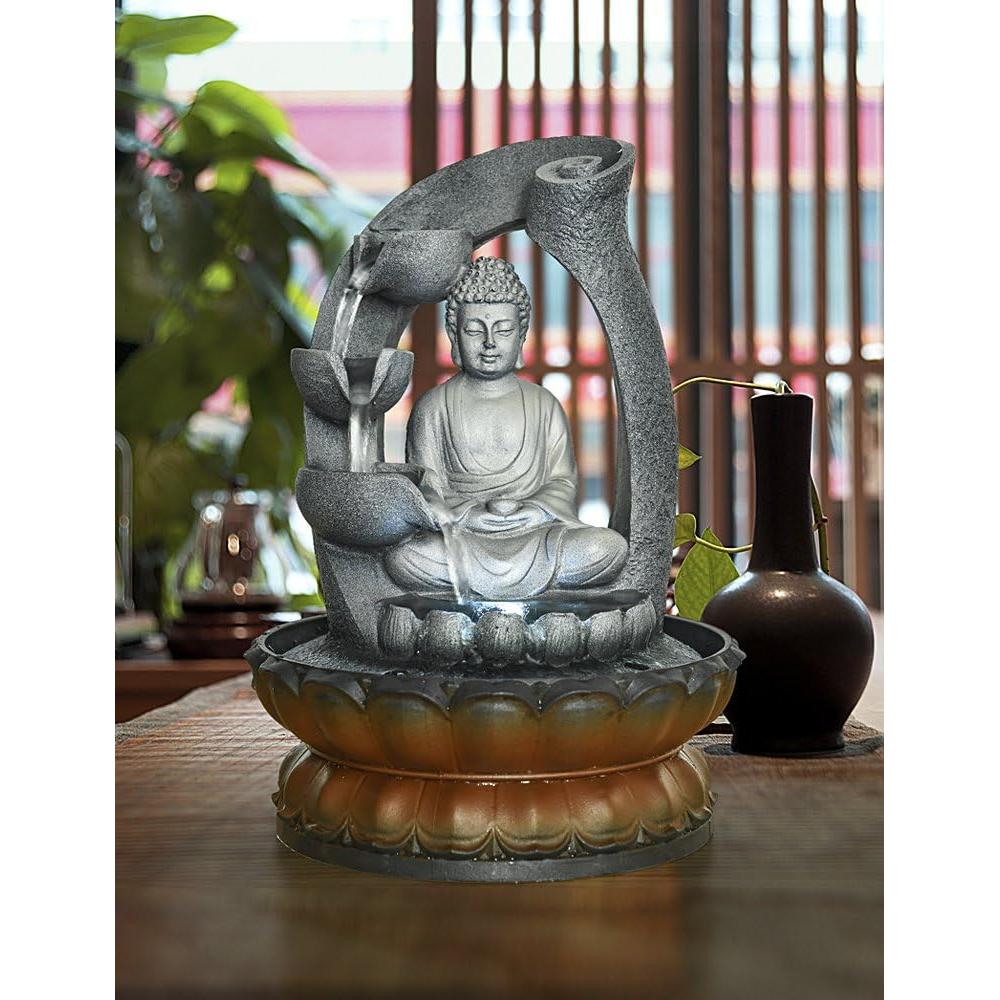 Fuente de Agua Buda 28 cm BBabe Gris LED para Interior