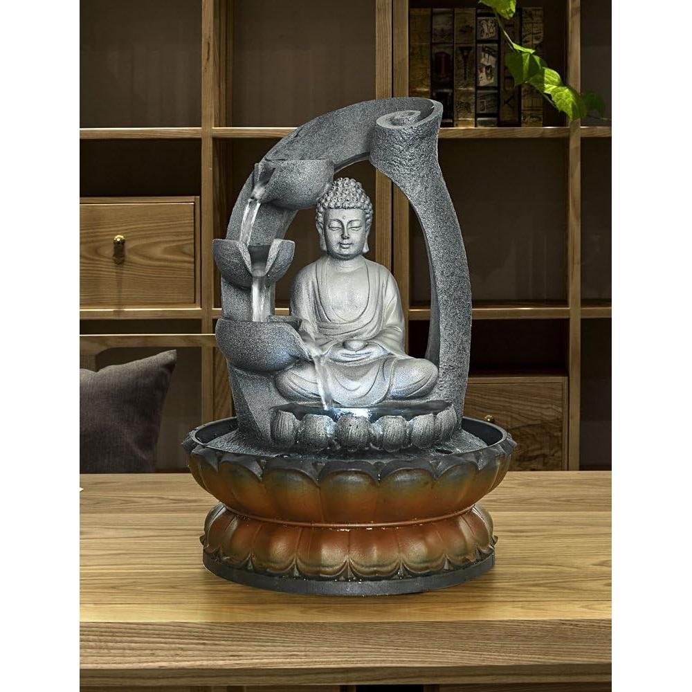 Fuente de Agua Buda 28 cm BBabe Gris LED para Interior