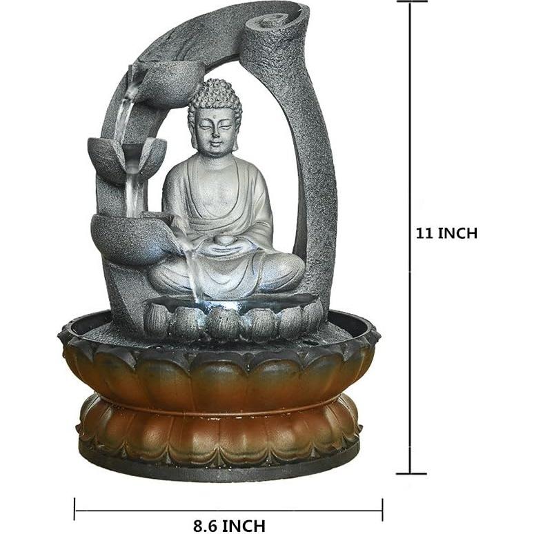 Fuente de Agua Buda 28 cm BBabe Gris LED para Interior