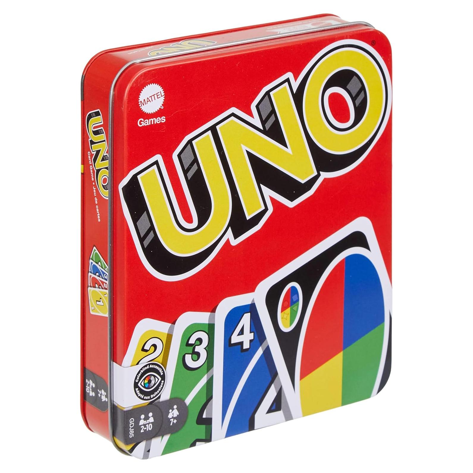 Juego de Cartas UNO Clásico Mattel - 112 Cartas en Lata