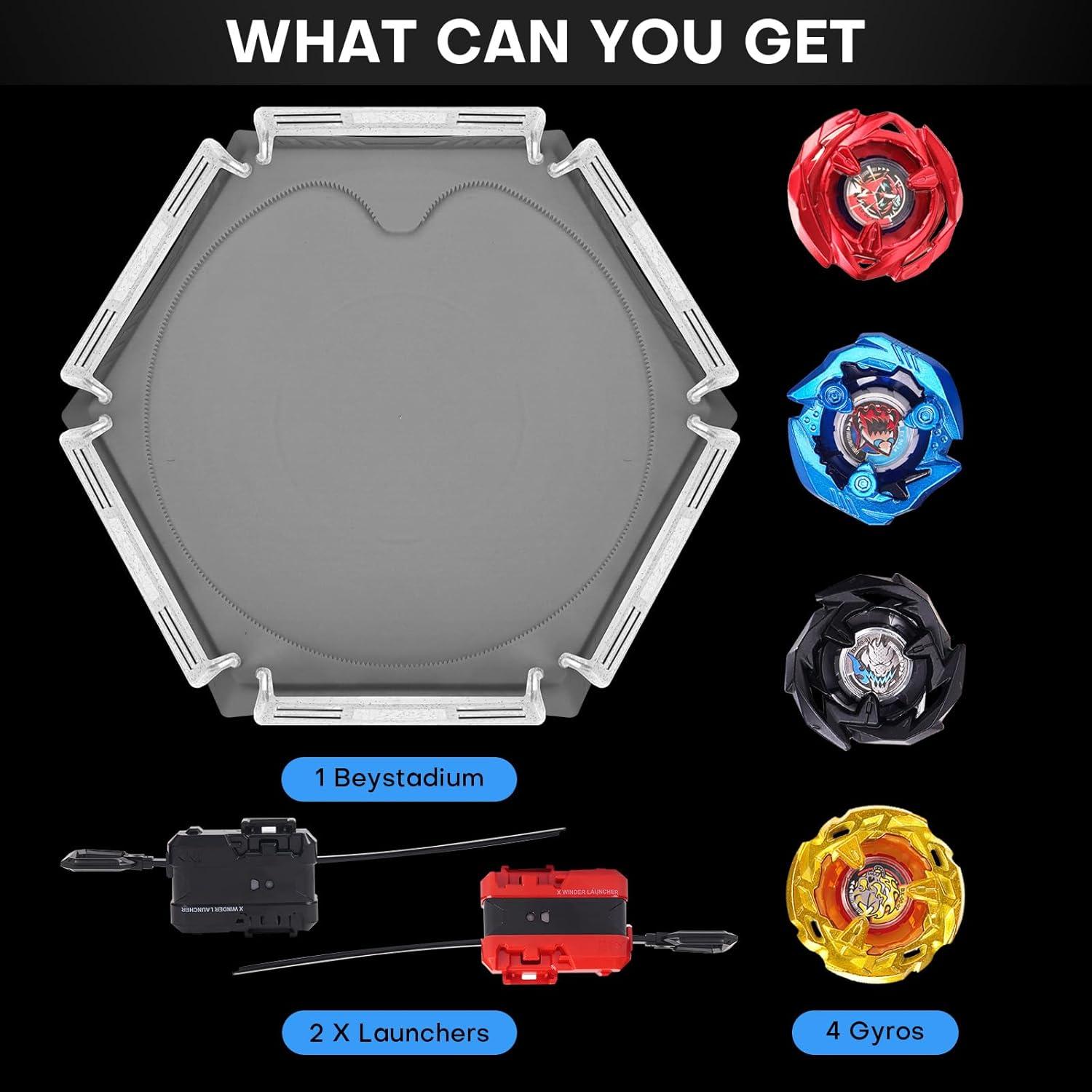 Set Bey X de Batalla con 4 Tops y 2 Lanzadores