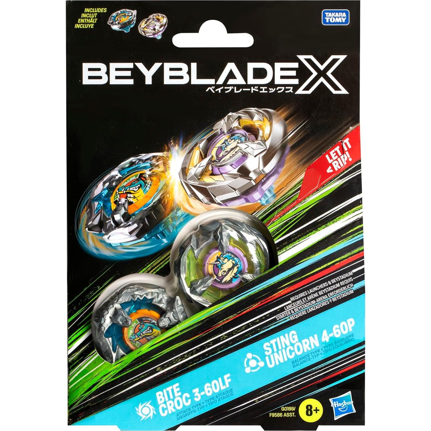 Set Beyblade X Bite Croc y Sting Unicorn - 2 Tops de Batalla