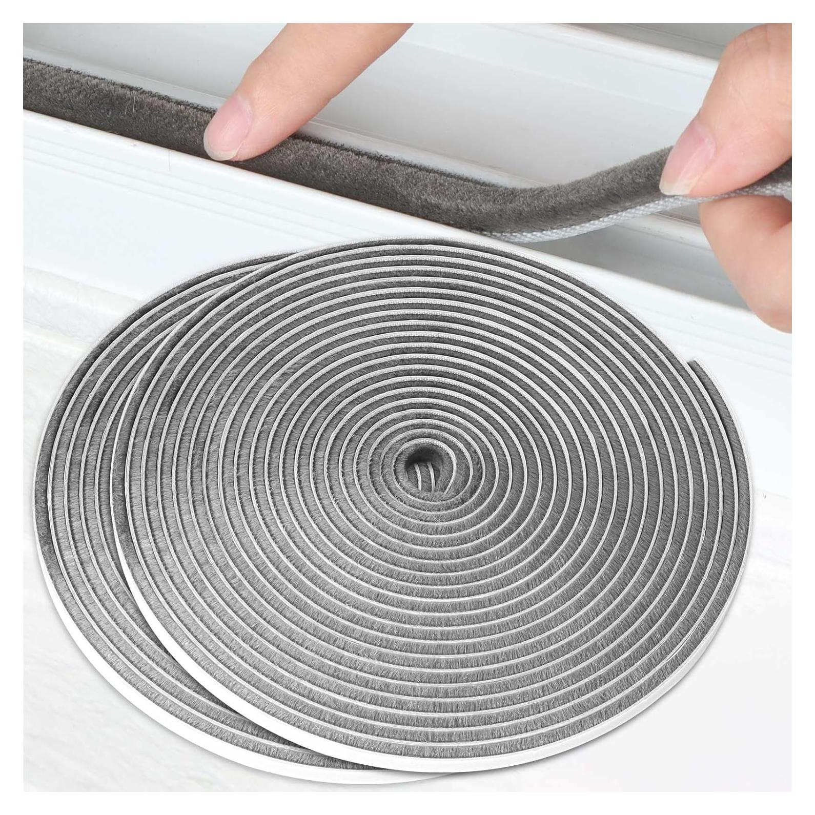 Sello de Cepillo Aislante MILEQEE 20m Gris para Puertas y Ventanas