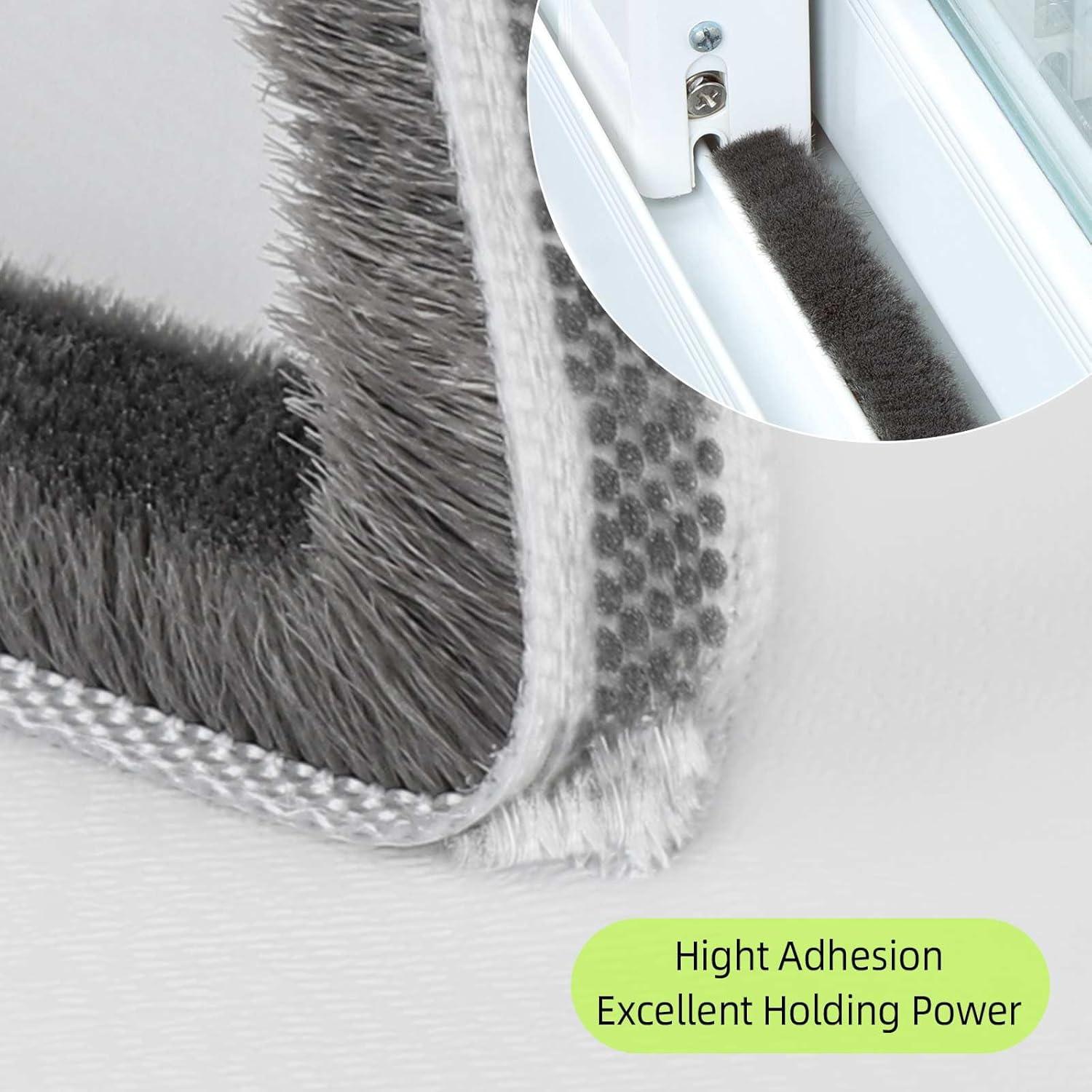 Sello de Cepillo Aislante MILEQEE 20m Gris para Puertas y Ventanas