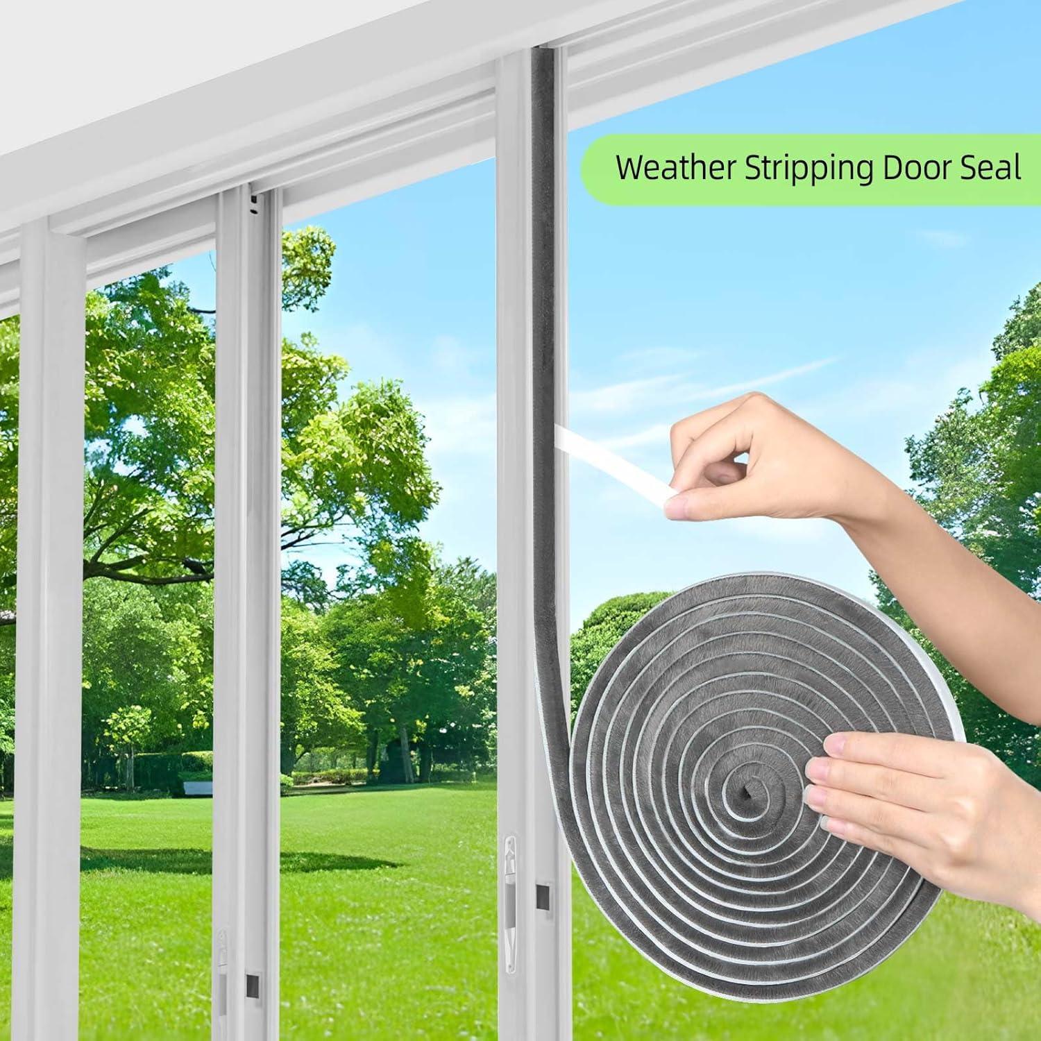 Sello de Cepillo Aislante MILEQEE 20m Gris para Puertas y Ventanas