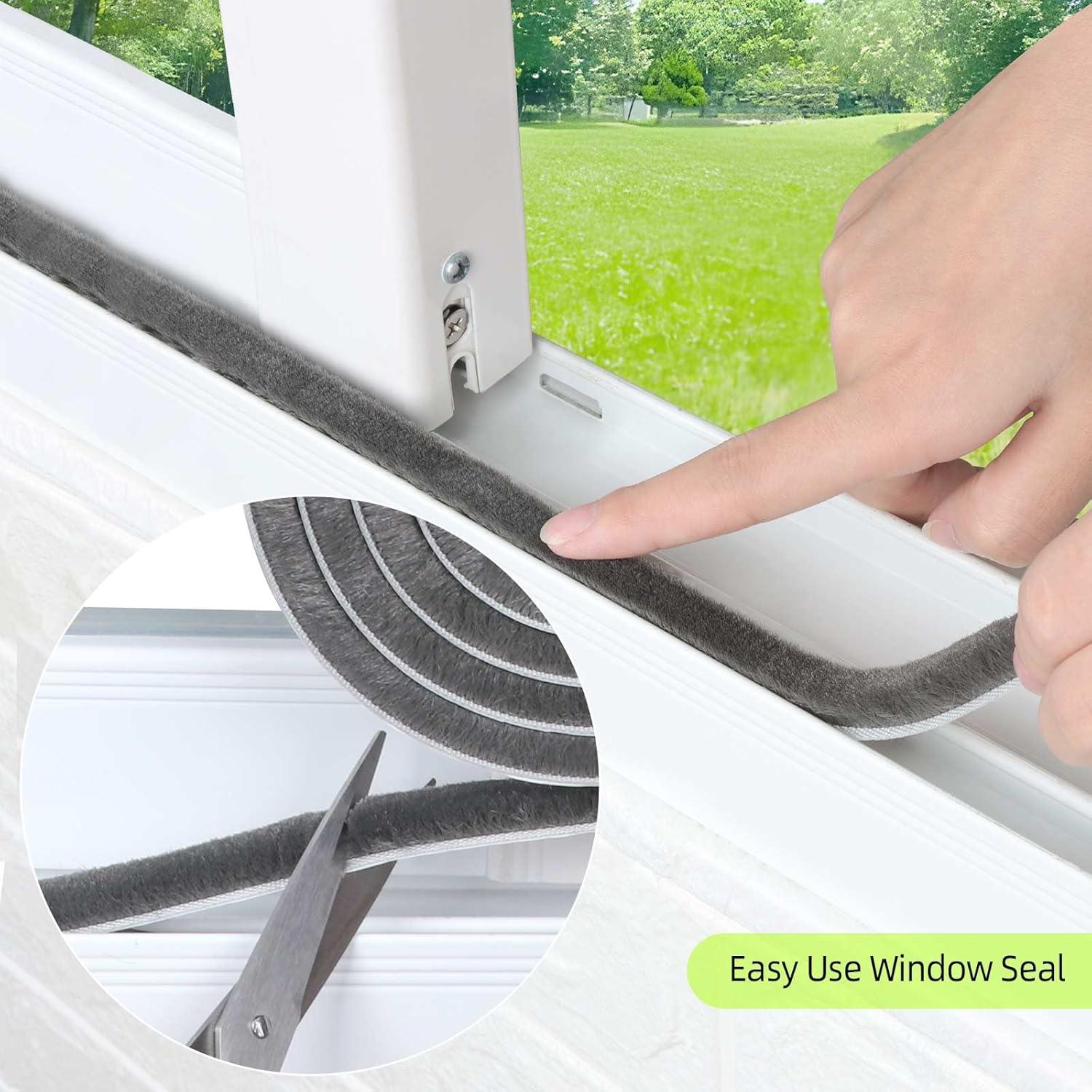 Sello de Cepillo Aislante MILEQEE 20m Gris para Puertas y Ventanas