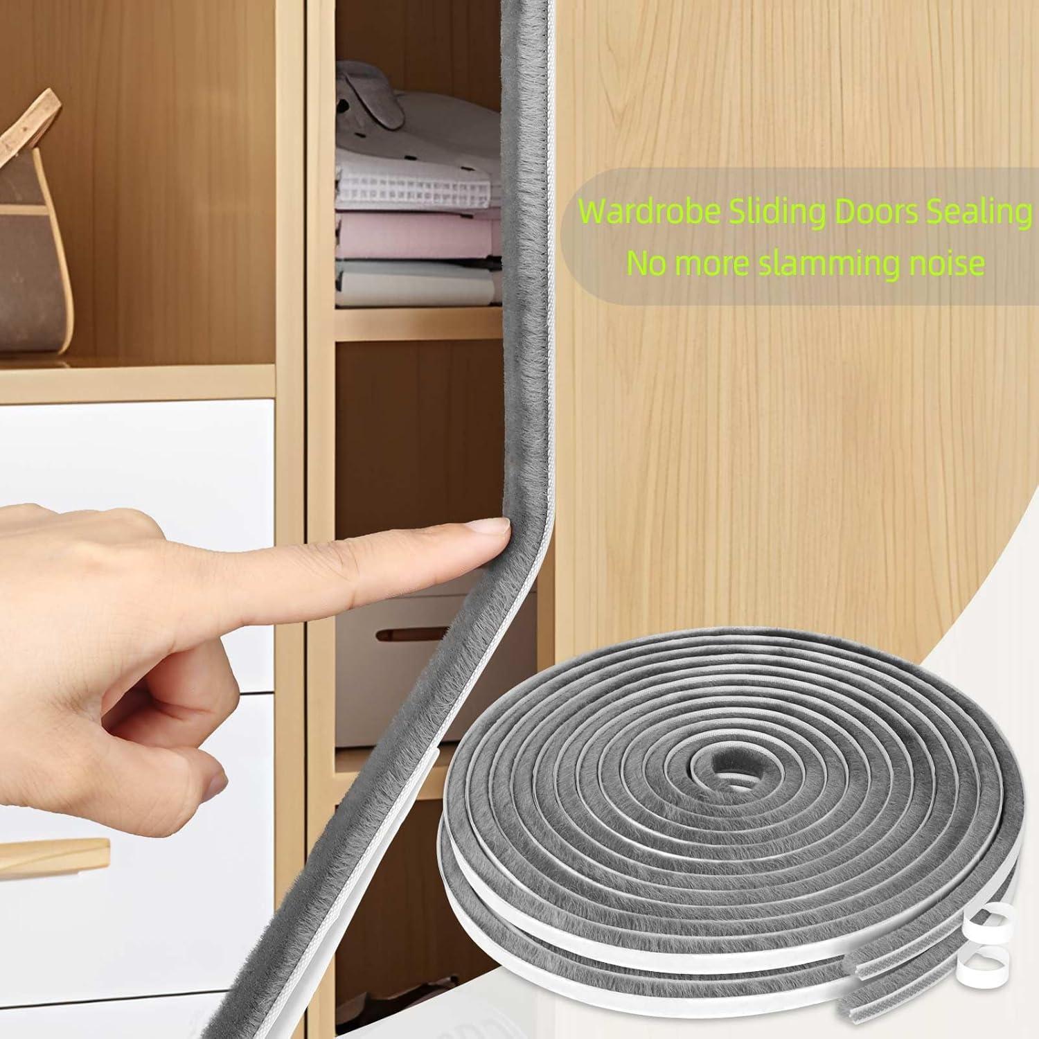 Sello de Cepillo Aislante MILEQEE 20m Gris para Puertas y Ventanas