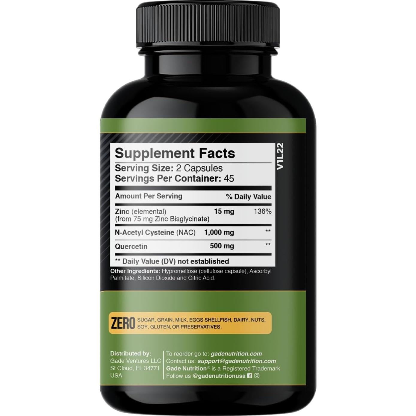 Suplemento Inmunológico Gade Nutrition NAC 60 Cápsulas