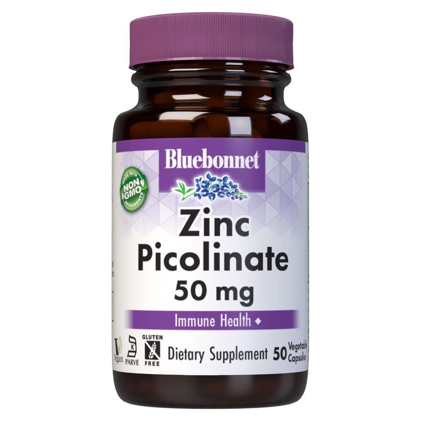 Zinc Picolinato Bluebonnet 50 mg 50 Cápsulas Veganas