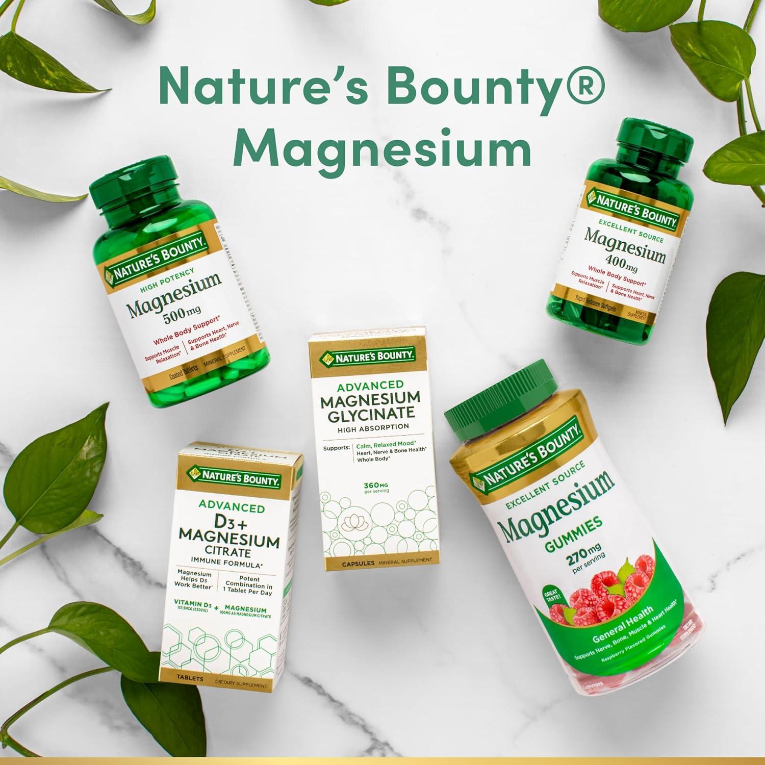 Magnesio Glicinato Nature's Bounty 240 mg 120 Cápsulas Vegetales