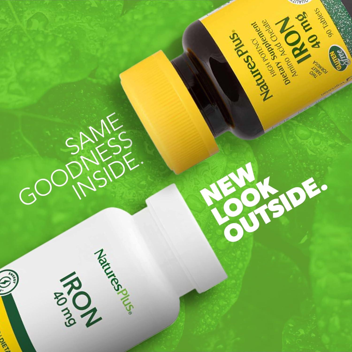 Suplemento de Hierro NaturesPlus - 40 mg, 90 Tabletas Vegetarianas