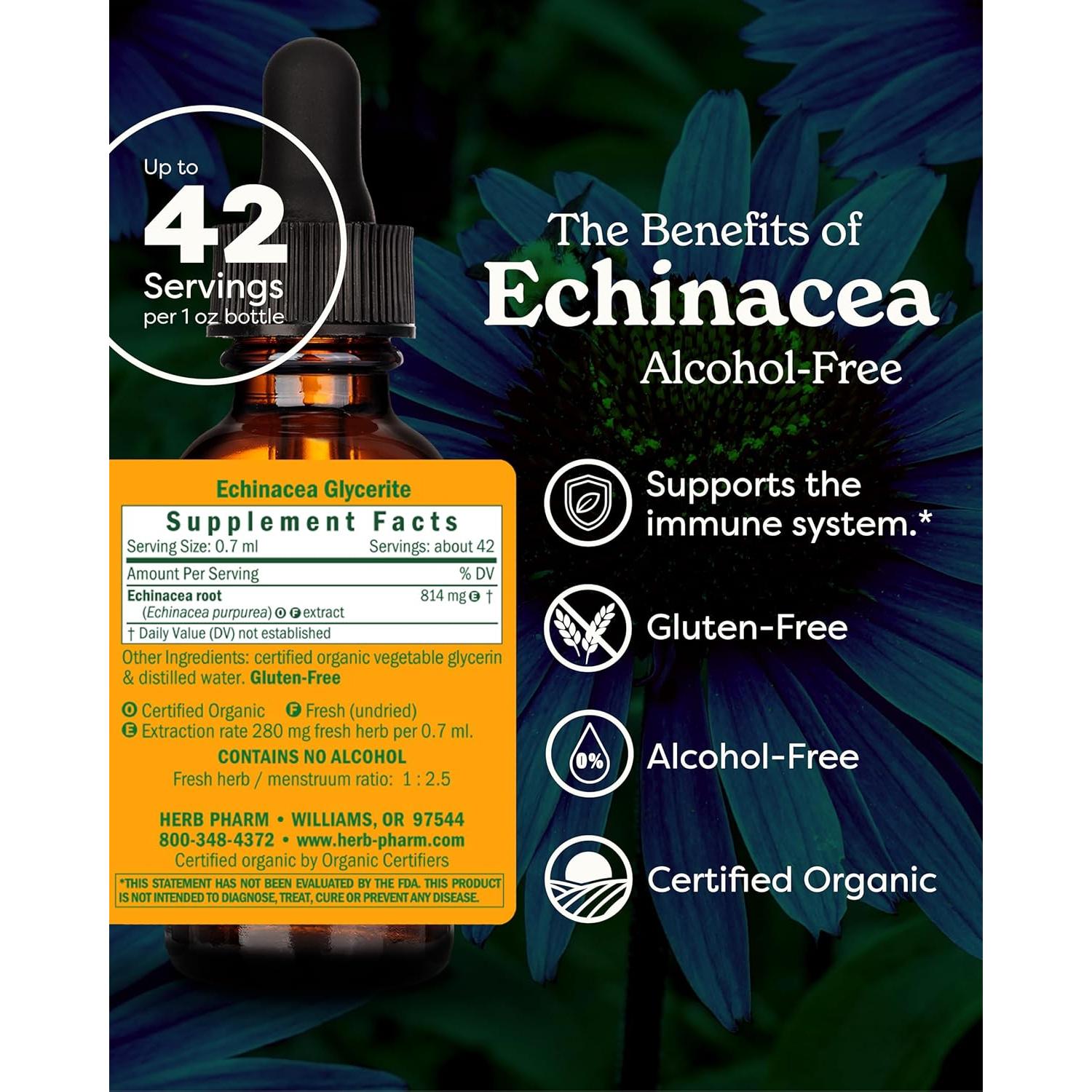 Extracto de raíz de equinácea orgánica Herb Pharm 30 ml