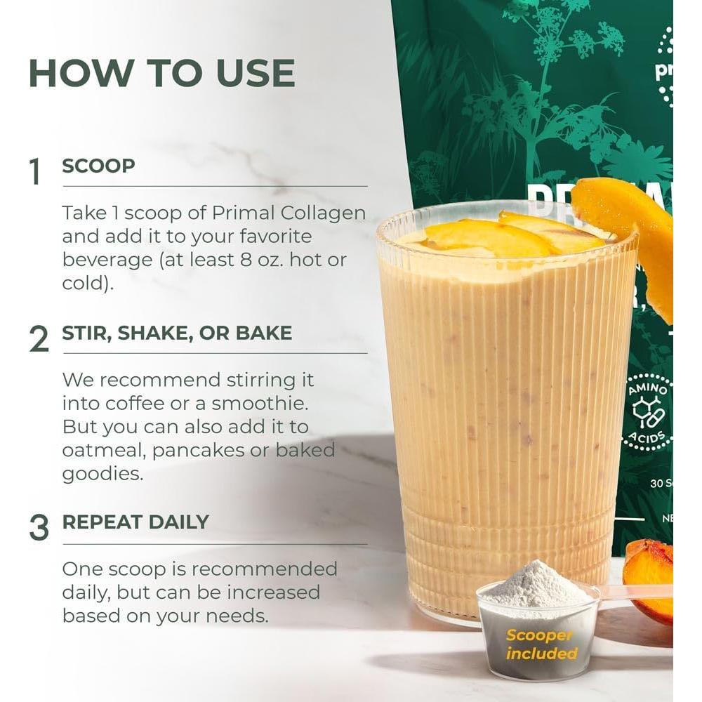 Polvo de colágeno Primal Harvest 142g x 2, tipo I y III, sin sabor