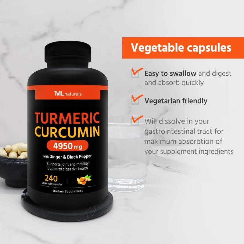 Cápsulas de Cúrcuma Curcumina Extra Fuerte ML Naturals 240u