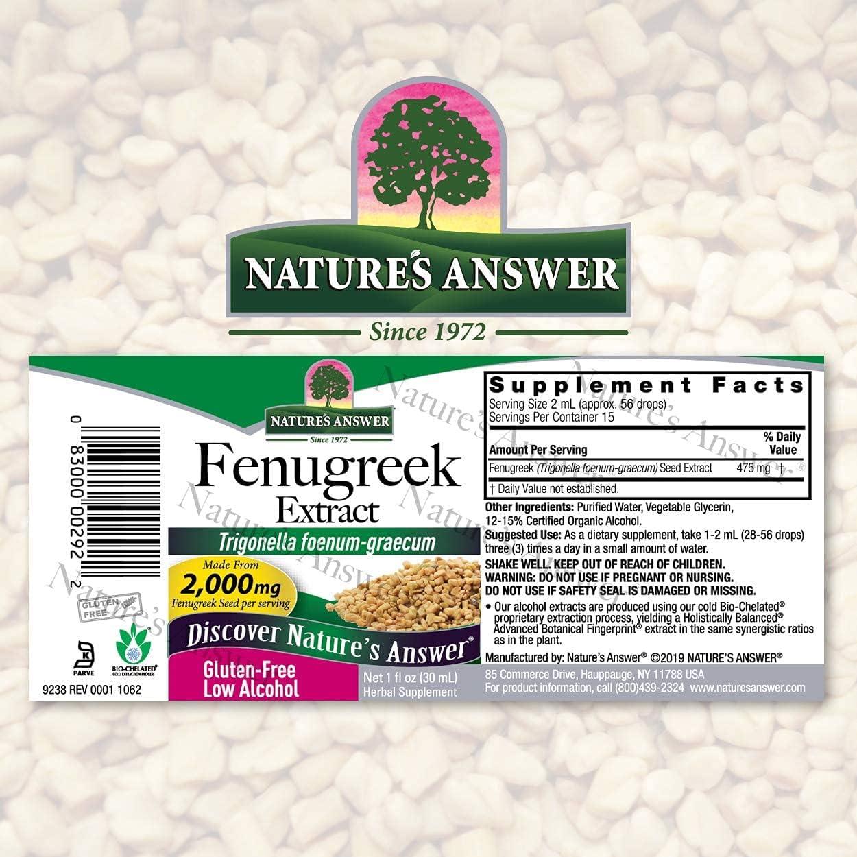 Extracto de Semilla de Fenogreco Nature's Answer 2000mg 60ml x2