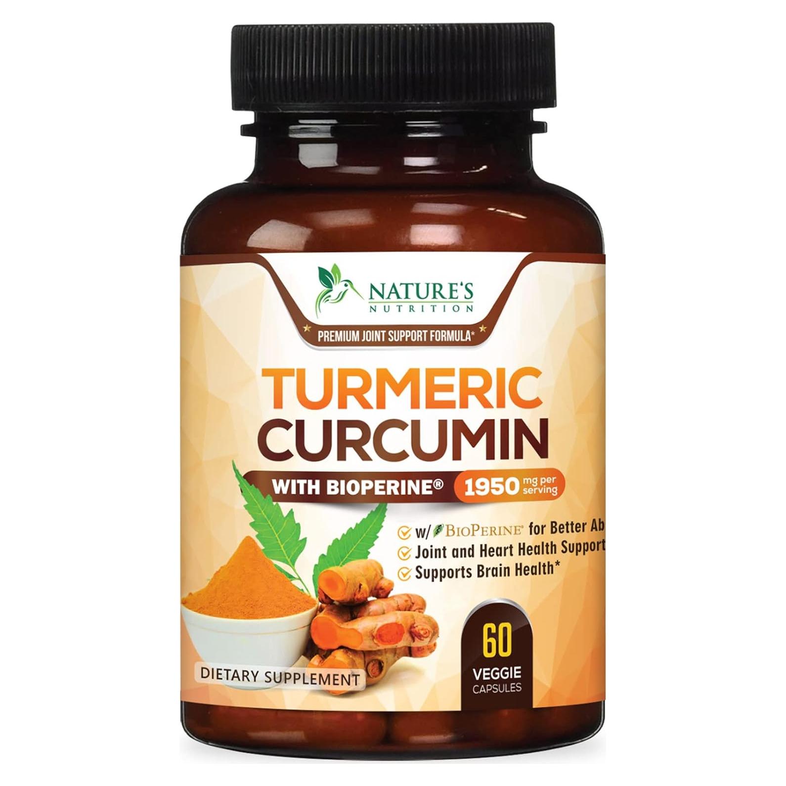 Suplemento de Cúrcuma y Curcumina 1950mg - 60 Cápsulas Veganas