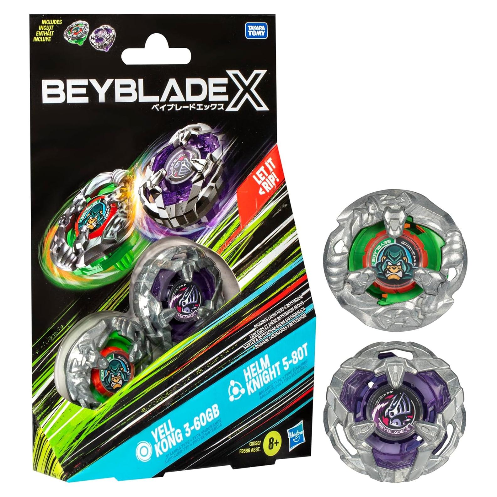 Beyblade X Yell Kong 3-60GB and Helm Knight 5-80T Top Dual Pack Set, Includes 2 Right-Spin Tops, Spinning Bey Toys for 8+ Year Old Kids, Stamina & Balance Types
