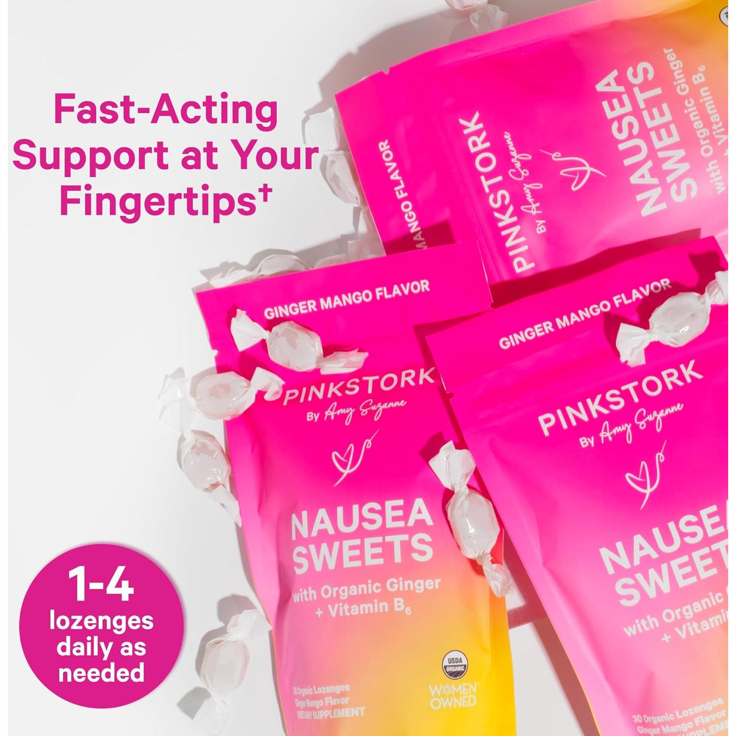 Dulces Orgánicos de Mango Pink Stork con Vitamina B6 y Jengibre - 30 Unidades