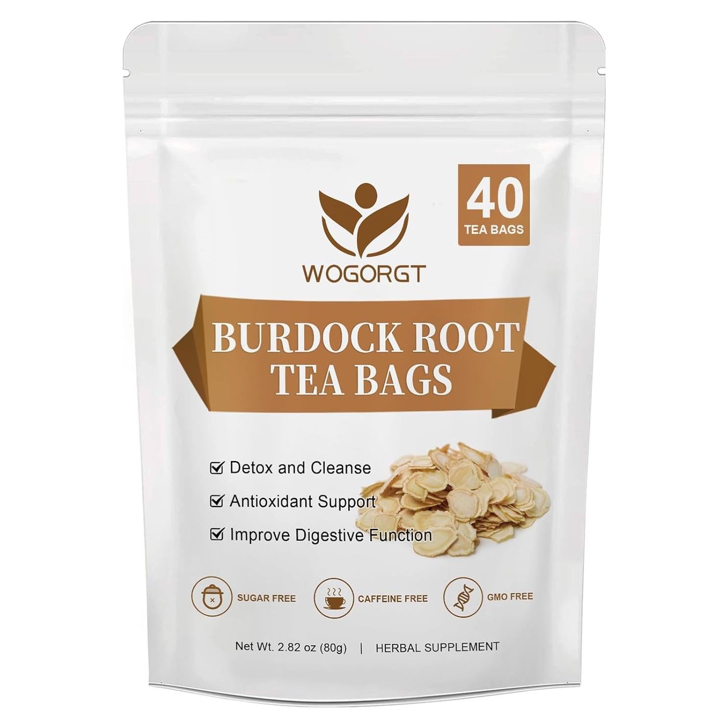Té de Raíz de Bardana WOGORGT - 40 Bolsitas Sin Cafeína