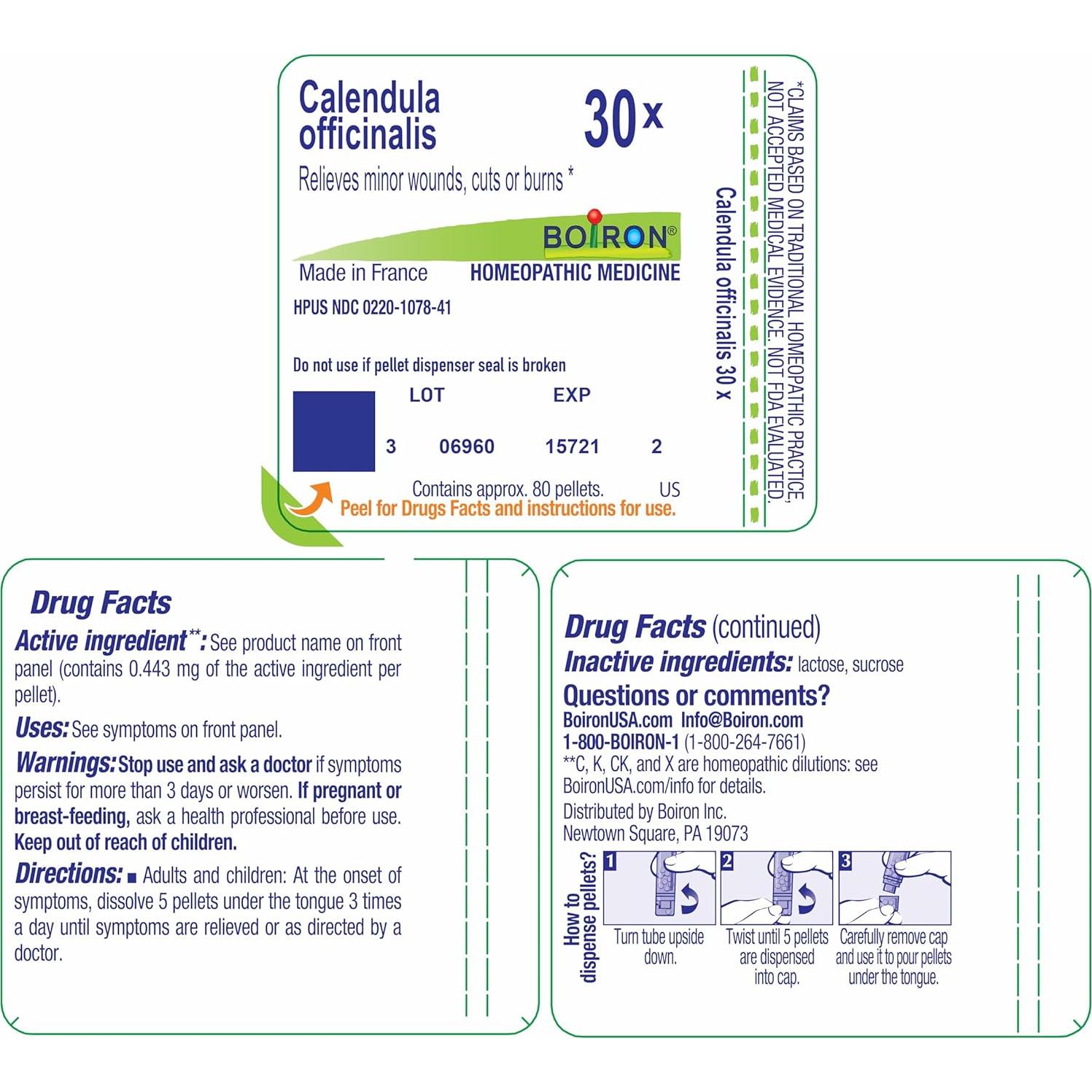 Boiron Calendula Officinalis 30X - Alivio para heridas 80 pellets