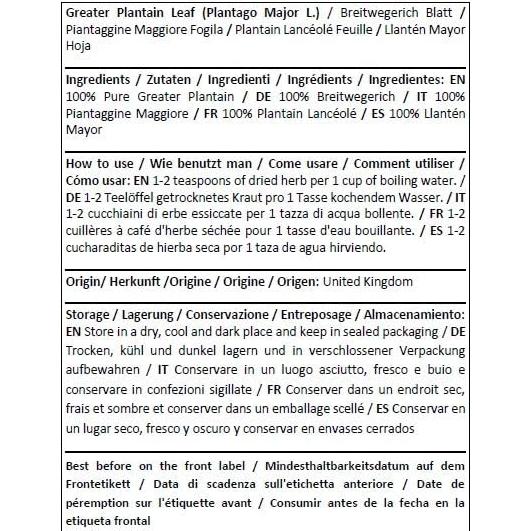 Té Herbal Hoja de Plátano Mayor Orgánica Shender 50g