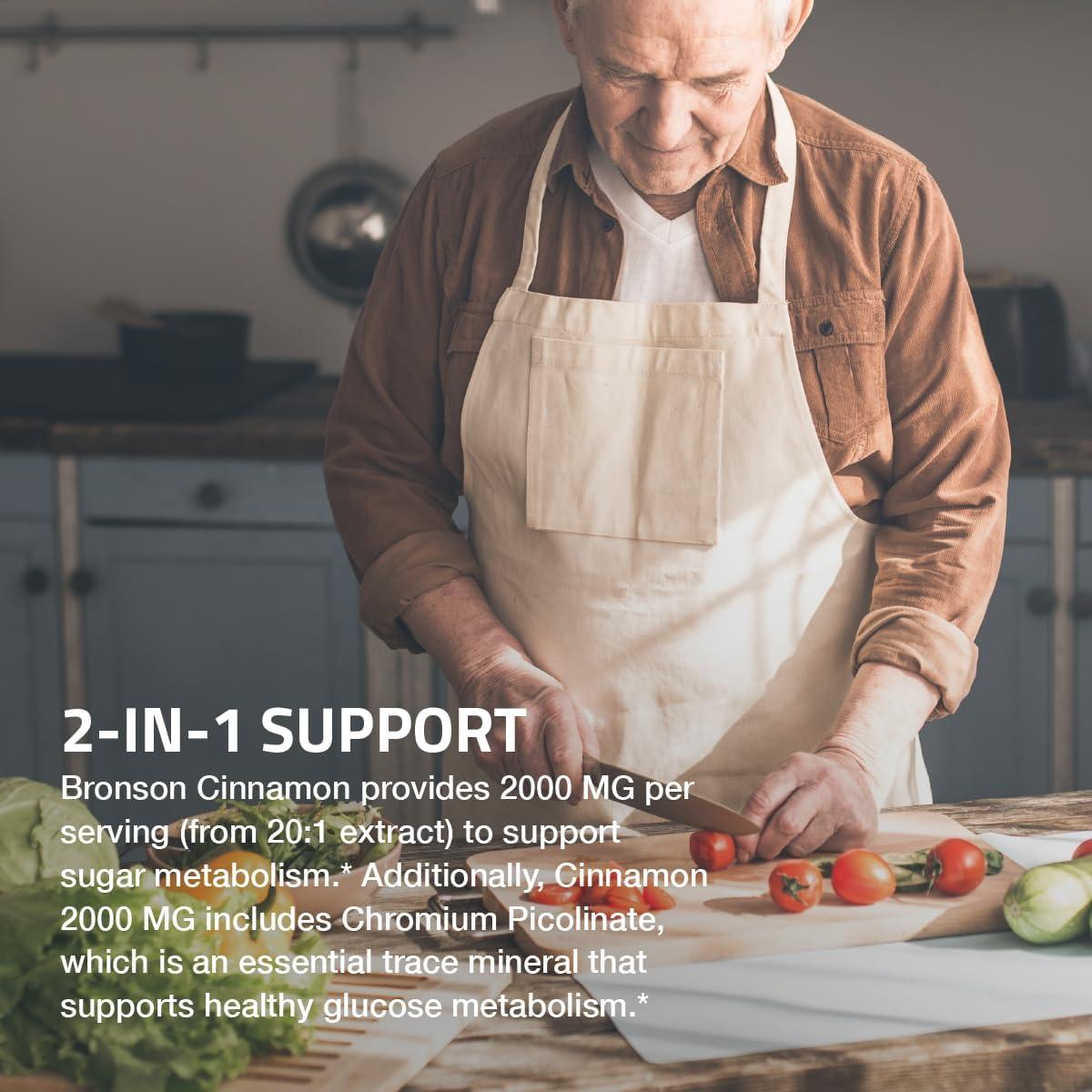 Suplemento de Canela Bronson Plus con Picolinato de Cromo 60 Cápsulas