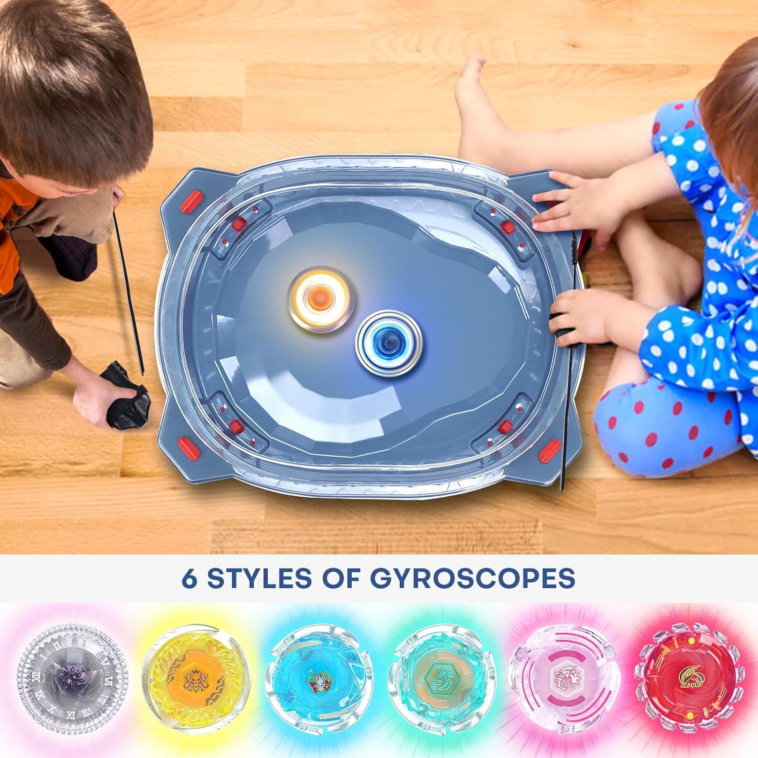 Juego de Batalla de Trompos BUPASAK con Estadio y 6 Trompos