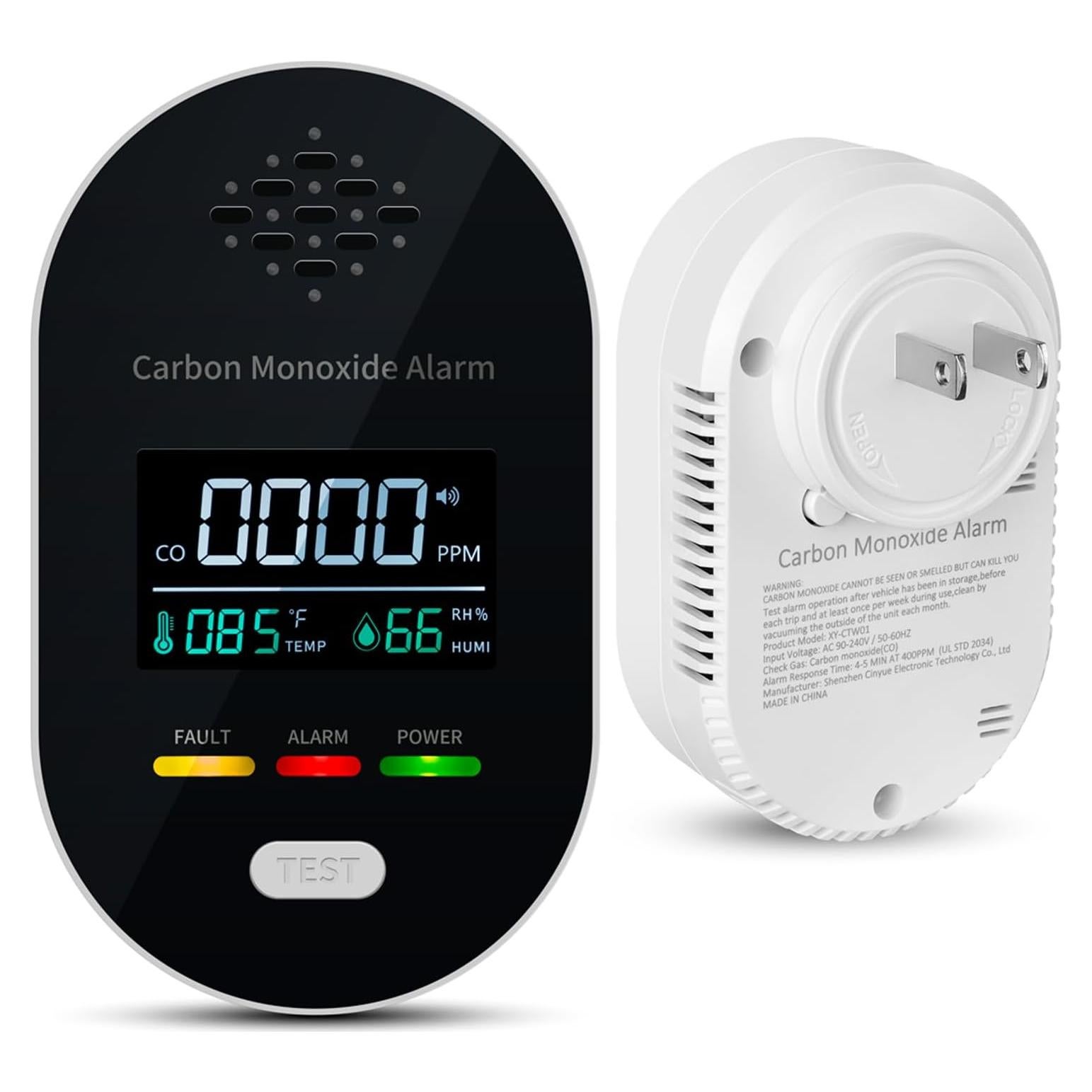 Detector de Monóxido de Carbono 3 en 1 FDUIOSPF Enchufable