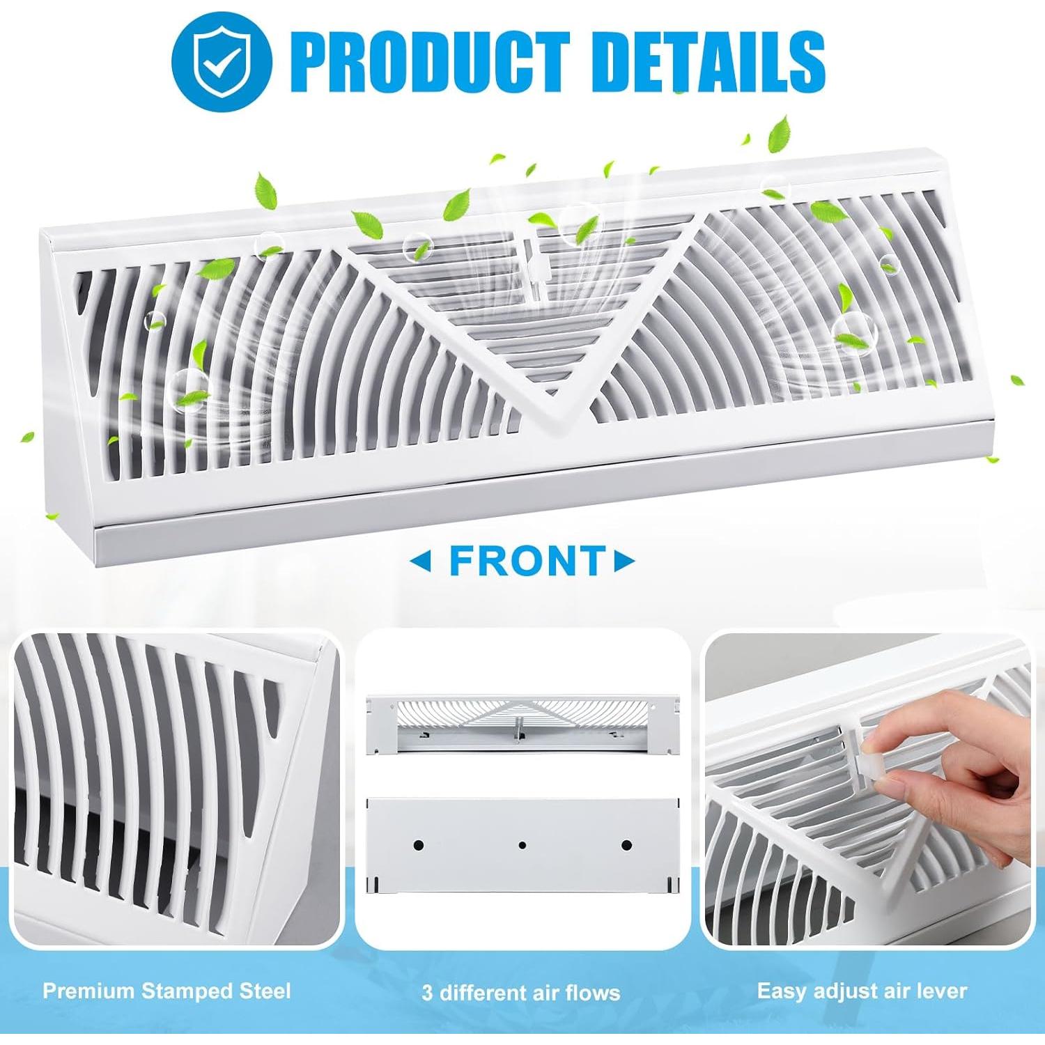 Paquete de 10 rejillas de ventilación blancas 38.1 cm Yaocom