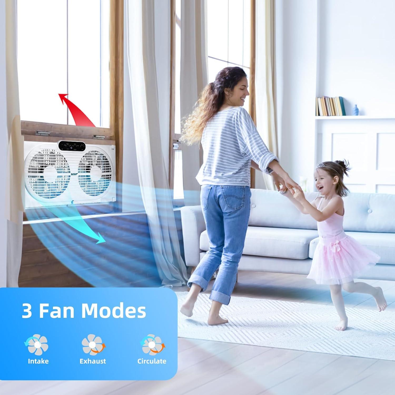 Ventilador de Ventana Doble BEYOND BREEZE 9" con Control Remoto