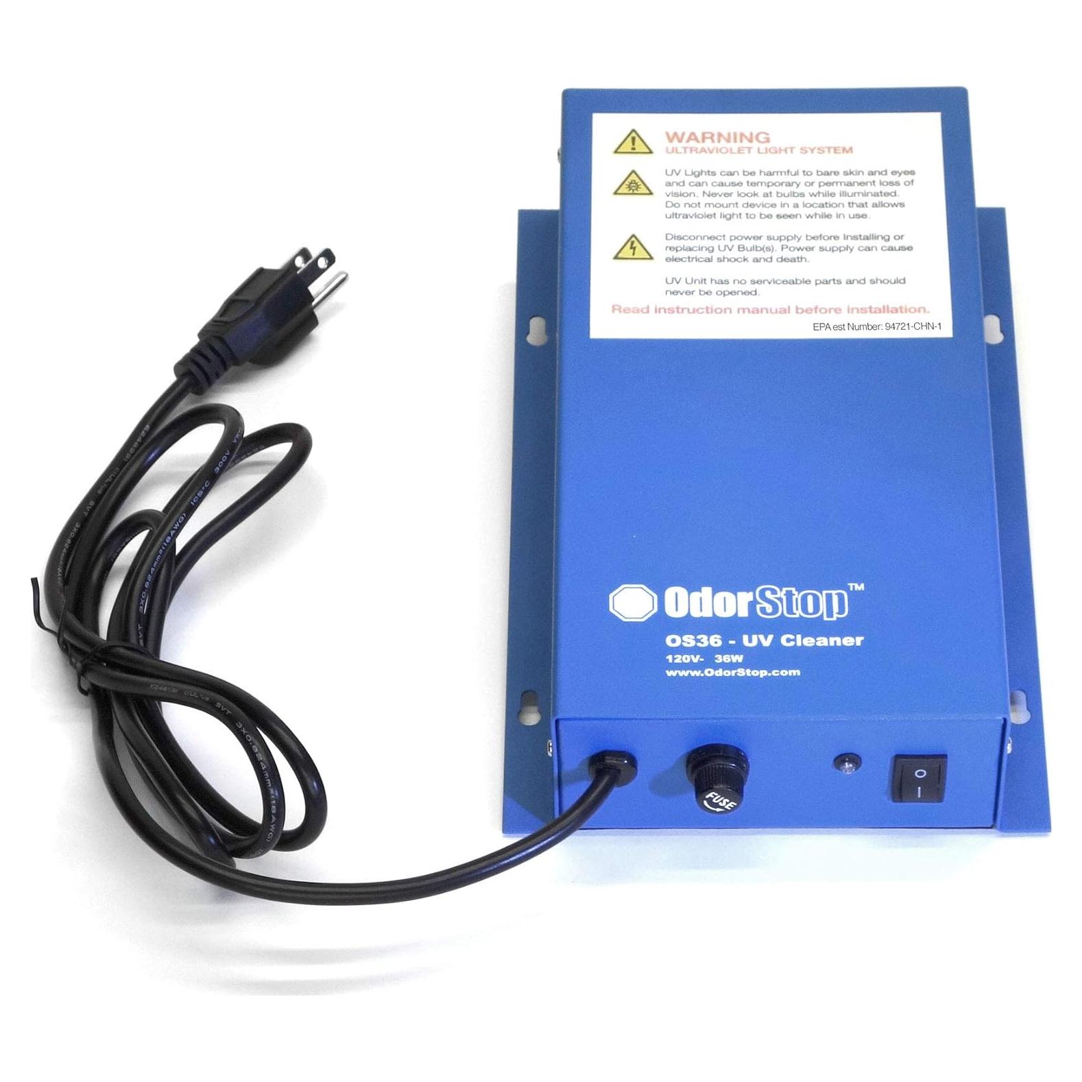 Purificador de Aire UV OdorStop OS36 36W para HVAC 464.5m²