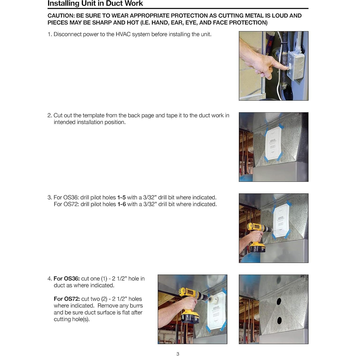 Purificador de Aire UV OdorStop OS36 36W para HVAC 464.5m²
