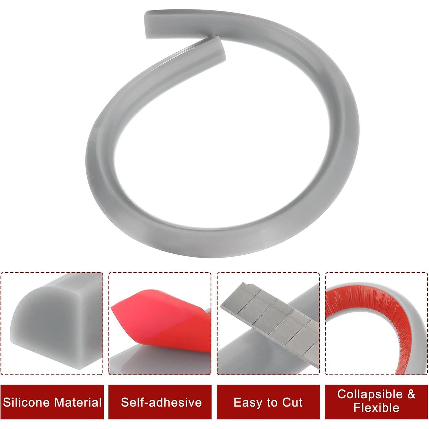 Moldura Flexible Autoadhesiva uxcell 500mm Gris para Baño