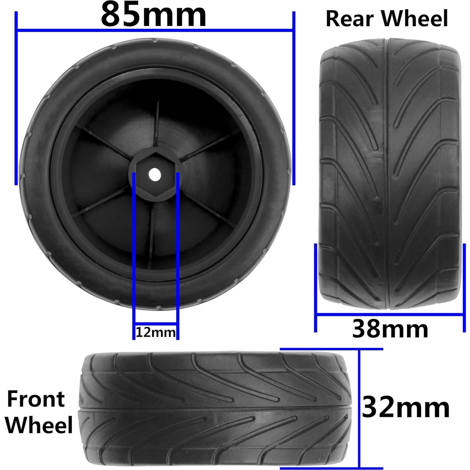 Paquete de 4 llantas de goma ShareGoo 85mm para buggy 1/10